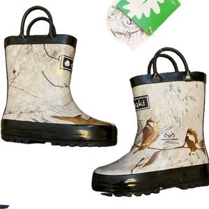 OAKI Realtree Snow Camo print rubber rain boots 6T